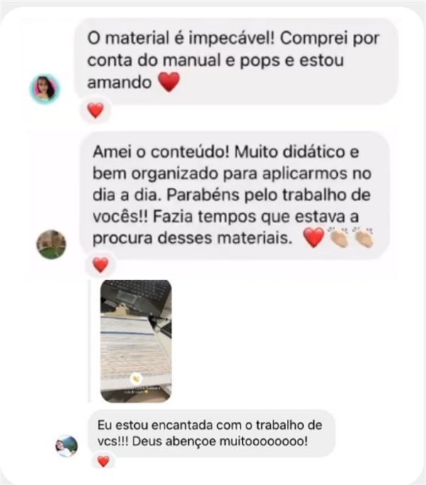 Feedbacks: o material é impecável; muito didático e bem organizado para o dia a dia